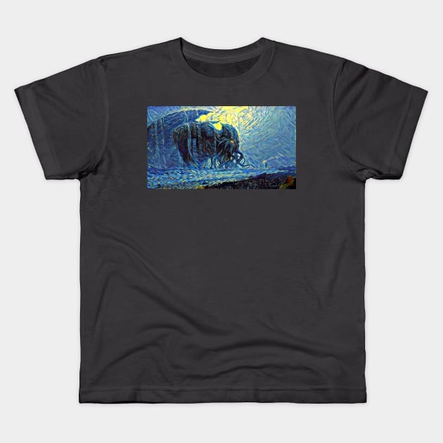 Cthulhu Lovecraft Starry Night Kids T-Shirt by Starry Night